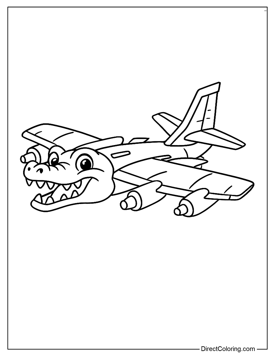 Happy Bombardiro Crocodilo Coloring Page Printable